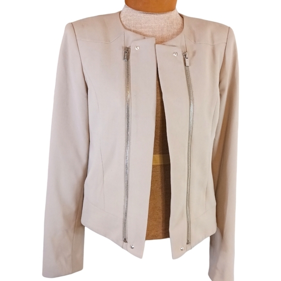 Size 6 /Small Calvin Klein Moto Style Jacket Casual Business Old Money Spring - Picture 1 of 11